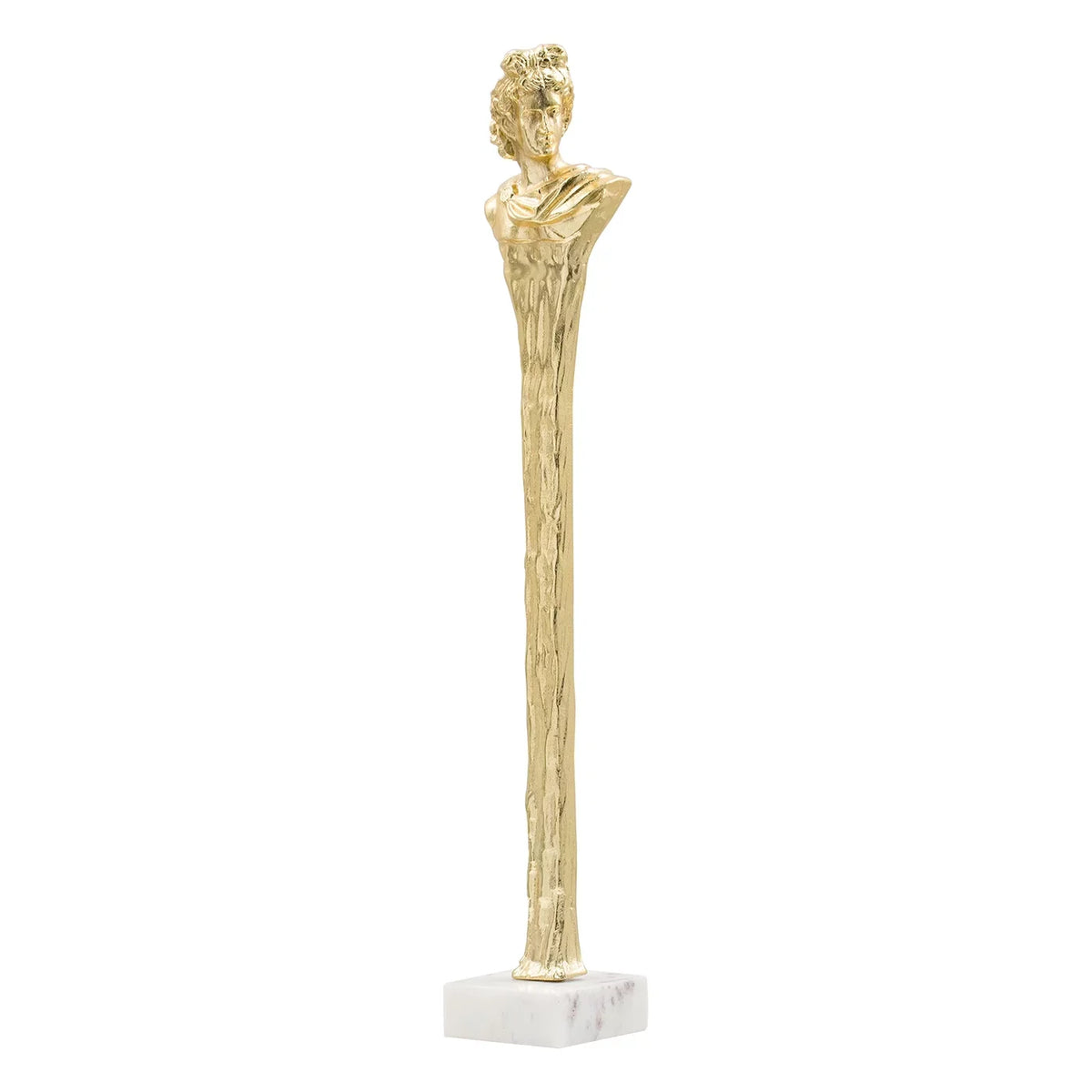Jennifer Taylor Home Roman 28" Stylized Decorative Bust on White Marble Base, Gold and White Marble