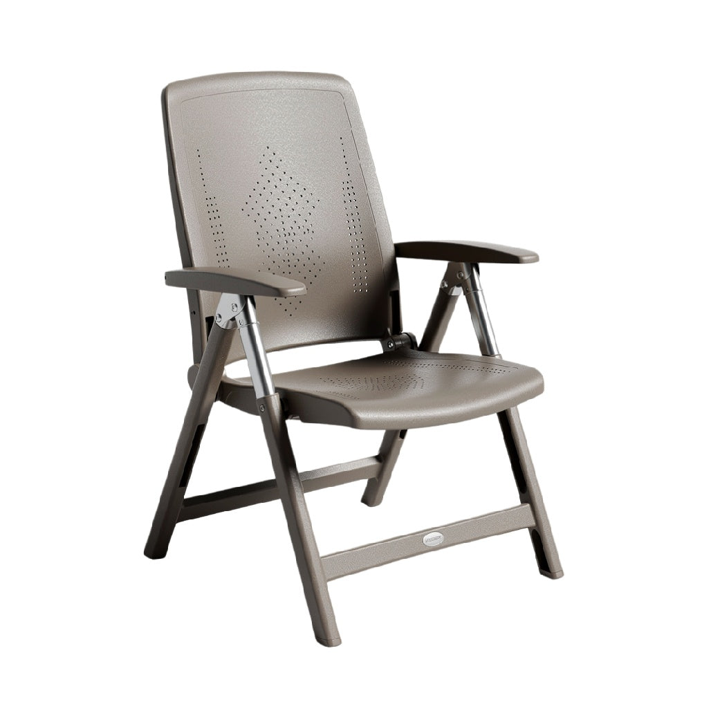 Título técnico en español: Silla Plegable de Plástico con Respaldo Ventilado y Brazos - Color Gris