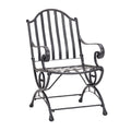 Título técnico en español: 

Silla de hierro forjado con diseño de tiras, resistente y elegante