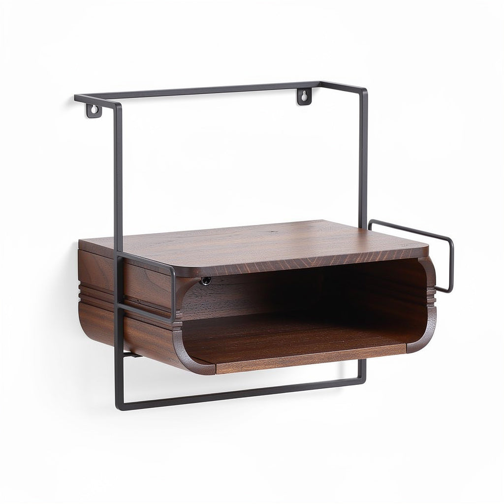 Estantería Wall-Mounted de Madera y Metal con Diseño Moderno