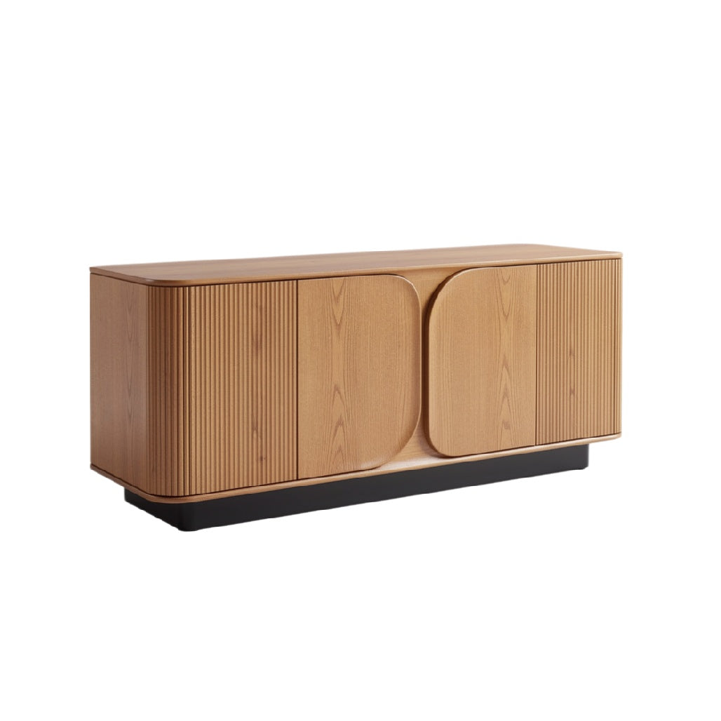 **Título en Español:** Aparador Moderno de Madera con Diseño Minimalista y Acabado en Negro
