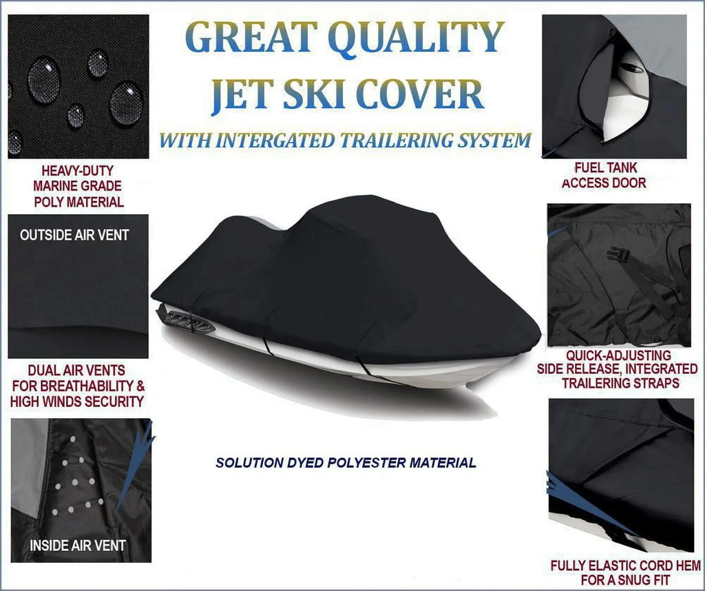 Midnight TOP OF THE LINE JET SKI Cover Compatible for POLARIS SL 700 750 JET SKI PWC COVER 1992 1993 1994 1995 1996 1997 1-2 Seater
