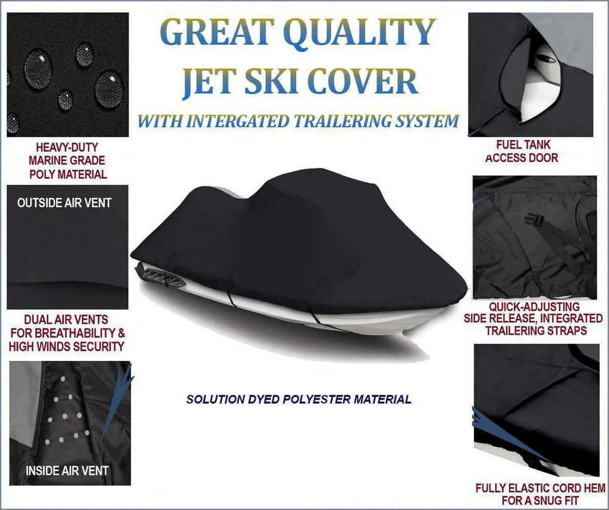 Midnight TOP OF THE LINE JET SKI Cover Compatible for POLARIS SL 700 750 JET SKI PWC COVER 1992 1993 1994 1995 1996 1997 1-2 Seater